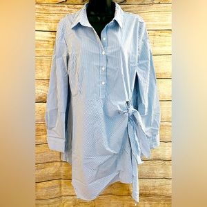 Como Vintage Blue and white stripe popover tie top size xl